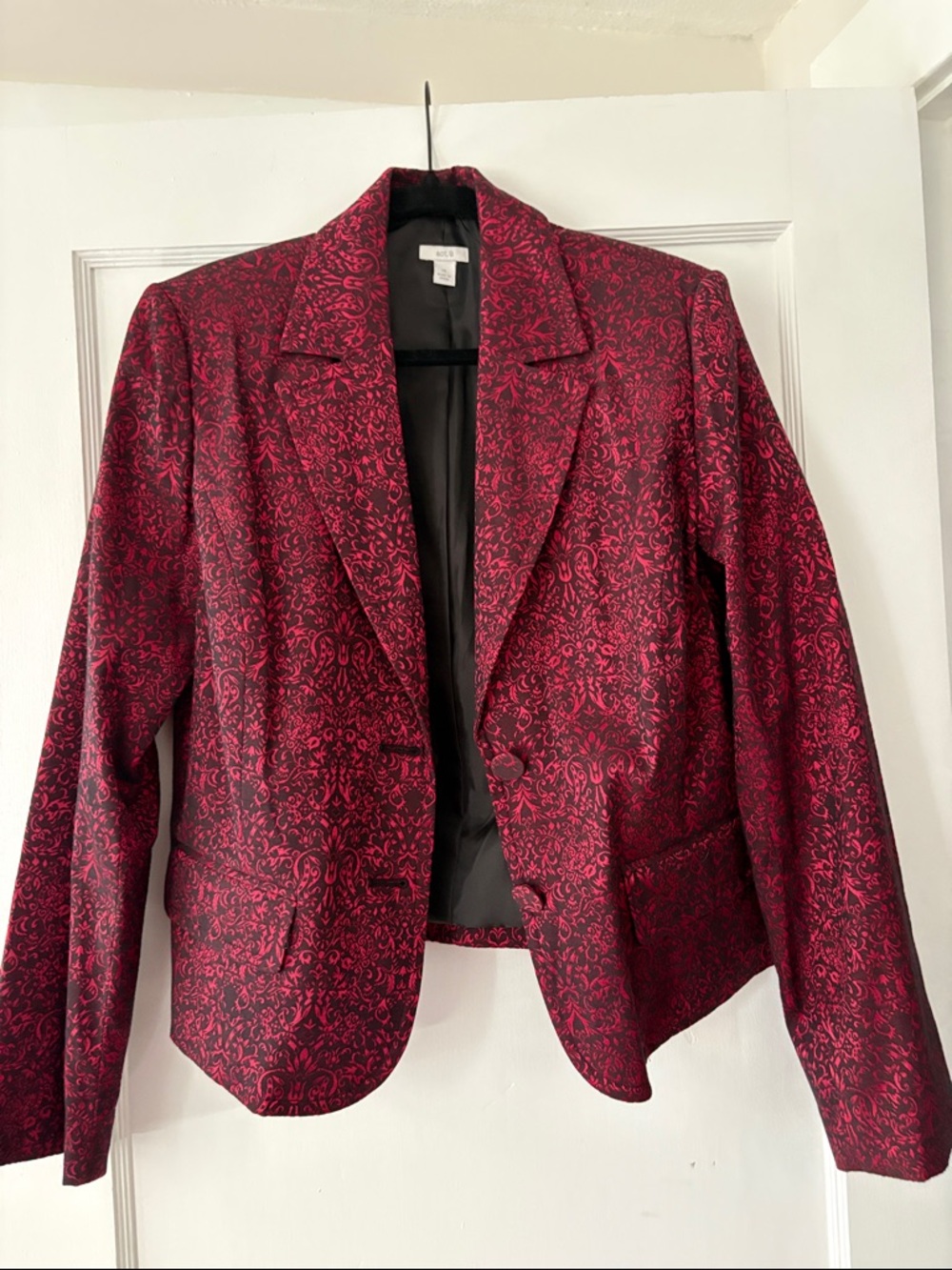 Apt. 9 Red and Black Patterned Blazer Jacket